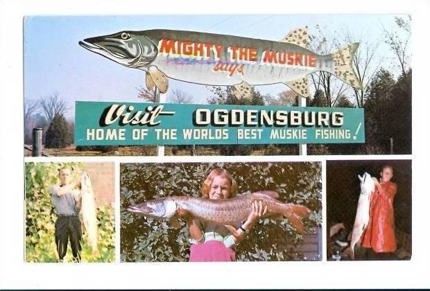 LP29   Fishing, Ogdensburg, New York,  vintage postcard