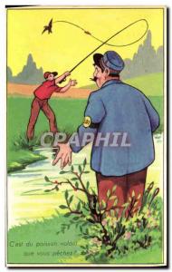Old Postcard Fishing Fisherman C & # 39est flying fish you sins?