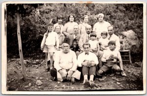 Group Picture Grandparents to Grandchildren Family Real Photo RPPC Postcard