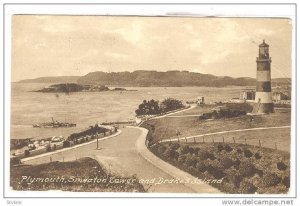 Lighthouse, Plymouth, Smeaton Tower & Drake's Island, Devon, England, UK, PU-...