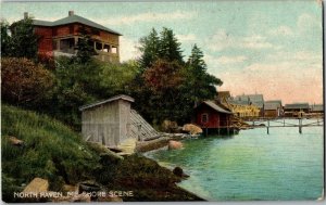 Shore Scene, Waterfront North Haven ME c1908 Vintage Postcard V39