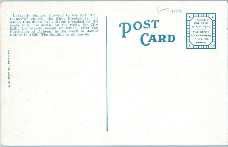 Lafayette Square New Orleans Louisiana Postcard