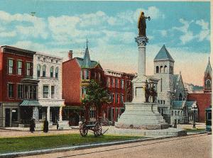 1922 Pottsville PA Garfield Square Showing Soldiers Monument Cannon WB Postcard