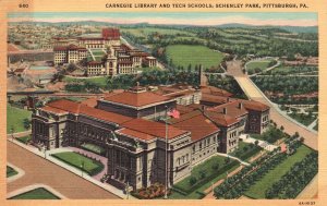 Vintage Postcard 1920s Carnegie Library & Tech Schools Schenley Pittsburgh Penn.