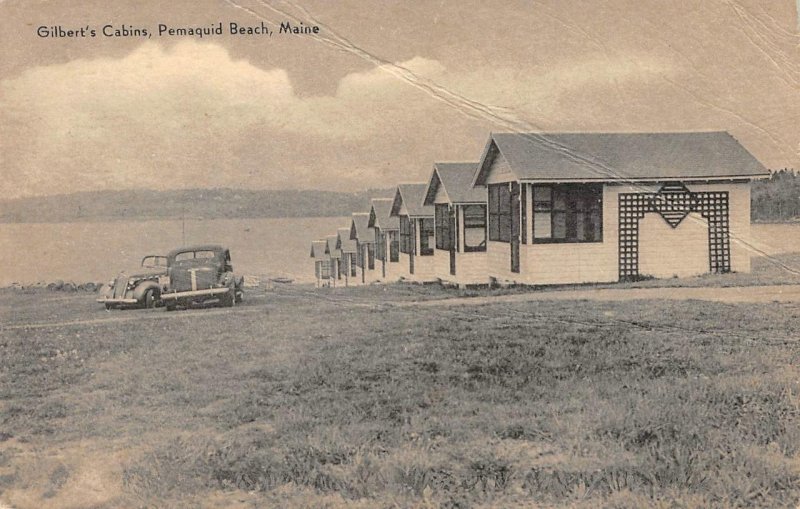 Gilbert's Cabins PEMAQUID BEACH, MAINE Lobster Pound 1940s Rare Vintage Postcard