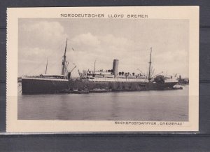 GERMAN SHIP  GNEISENAU , NORTH GERMAN LLOYD, BREMEN, c1935 ppc., unused.