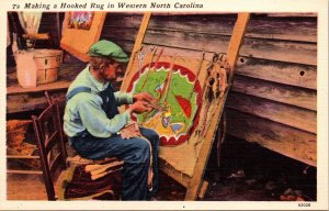 Hooked Rug Western NC North Carolina Linen Postcard VTG UNP Vintage Unused 