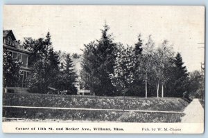 c1920 Willmar Minnesota Corner Of Eleventh St. & Becker Ave. Tree House Postcard