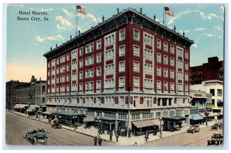 c1910 Exterior View Hotel Martin Building Sioux City Iowa IA Vintage Postcard