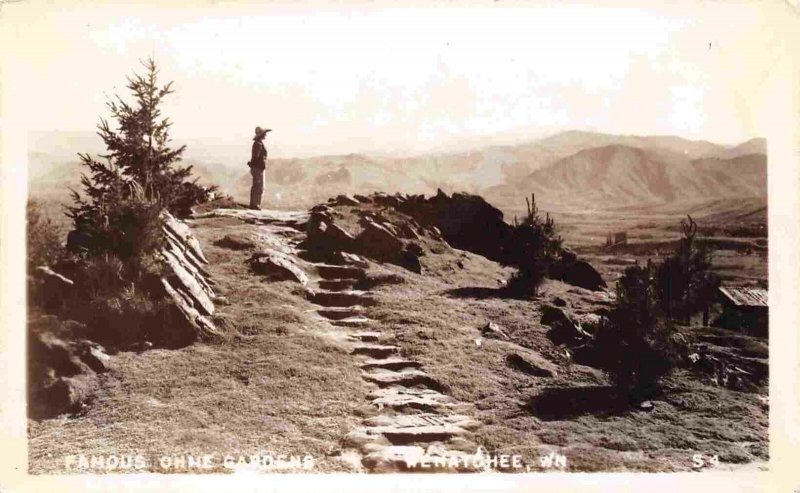 Famous Ohne Gardens Stone Steps Wenatchee Washington Real Photo postcard