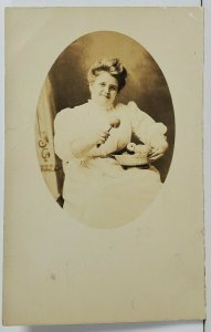 Rppc Older Woman Ready to Peel the Apples Real Photo c1905 Postcard O15