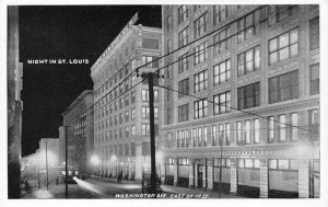 St Louis, MO Missouri  WASHINGTON AVE~East Of 17th NIGHT STREET SCENE  Postcard
