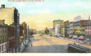 Penn Street Looking West From 6th Reading Pennsylvania Buildings PA Postcard