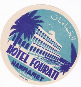 Tunisia Hotel Fourati Vintage Luggage Label sk3418