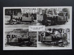 Isle of Man RAILWAY LOCOS 5 IMAGE MULTIVIEW c1950s RP Postcard by Ranscombe bros