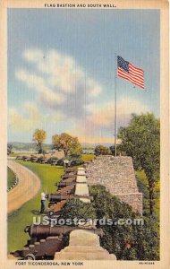 Flag Bastion & South Wall - Fort Ticonderoga, New York NY Postcard