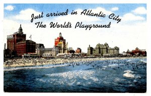 NJ - Atlantic City. Beach, Boardwalk & Skyline