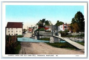 Frederick Maryland MD Postcard Carroll Creek Old Town Mill c1940 Vintage Antique