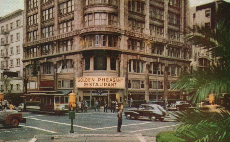 Vintage Postcard Golden Pheasant on Square Restaurant San Francisco California