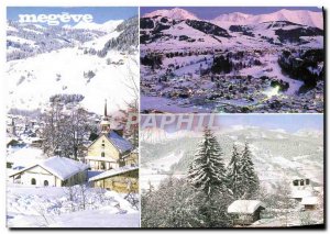 Postcard Modern Megeve Calvary General view and the Mont Blanc cable car Mont...