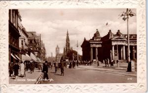 RPPC  EDINBURGH, Scotland  UK  Busy  PRINCES STREET Scene   c1910s Postcard