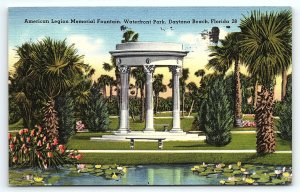 1940s DAYTONA BEACH FLORIDA FL AMERICAN LEGION MEMORIAL FOUNTAIN POSTCARD P2665