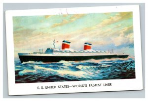 Vintage 1960 Postcard SS United States - World's Fastest Streamliner