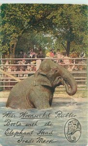 C-1910 Elephant head Woonsocket Rubber Boat advertising Postcard 21-8790