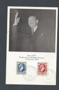 1953 France Photo Post Card Of President Rene Coty