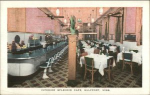 Gulfport MS Splendid Caf‚ Interior Old Postcard - Lunch Counter