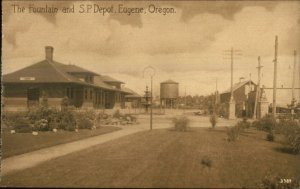 Eugene OR SP RR Train Depot Station c1910 Postcard