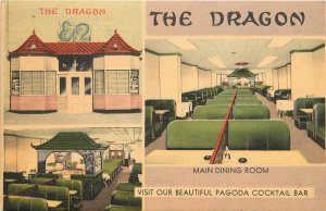 Linen Postcard The Dragon Chinese Restaurant Pagoda Cocktail Bar Washington DC