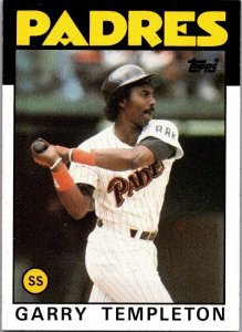 1986 Topps Baseball Card Garry Templeton San Diego Padres sk10704