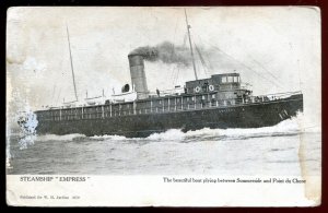 dc1112 - Steamer EMPRESS Postcard 1906 Summerside to Point du Chene by Warwick