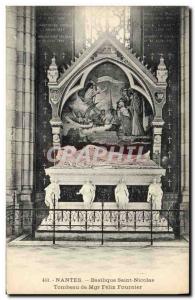 Old Postcard Death Nantes Saint Nicolas Basilica Tomb of Bishop Felix Fournier