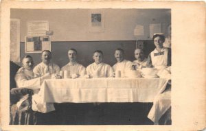 Lot 77 men at table ww1 military hospital nurse social history