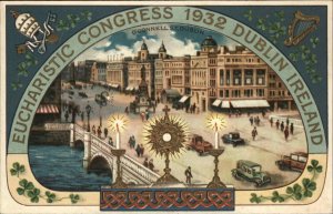 Dublin Ireland Eucharistic Congress Fncy Border c1910 Embossed Postcard