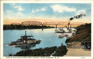 Point Pleasant West Virginia WV Ohio River Bridge Steamer Vintage Postcard
