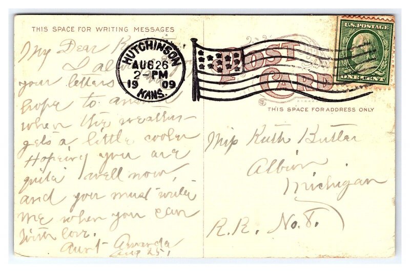Postcard Stevens Swimming Pond Hutchinson Kansas c1909 Postmark