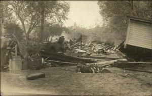 Disaster Collapsed Building - Cataract WI Cancel c1910 Real Photo Postcard