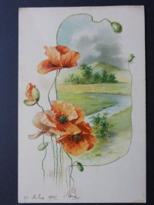 Poppy Postcard: POPPIES c1903 UB by A.B. - Inc Donation to R.B.L.