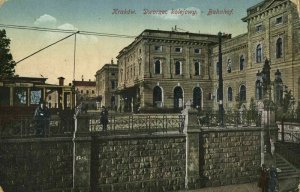 poland, KRAKOW CRACOW, Dworzec Kolejowy, Tram, Railway Station (1917) Postcard