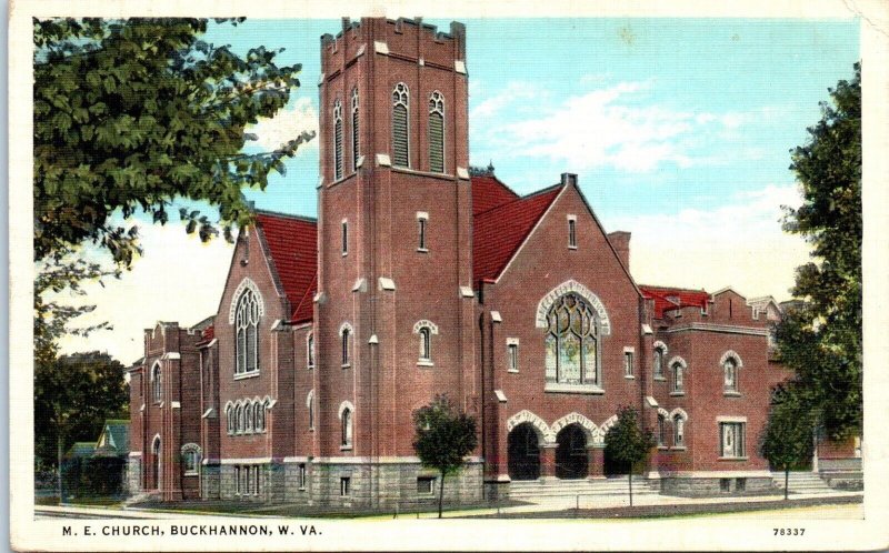 1920s M. E. Church Buckhannon West Virginia Postcard