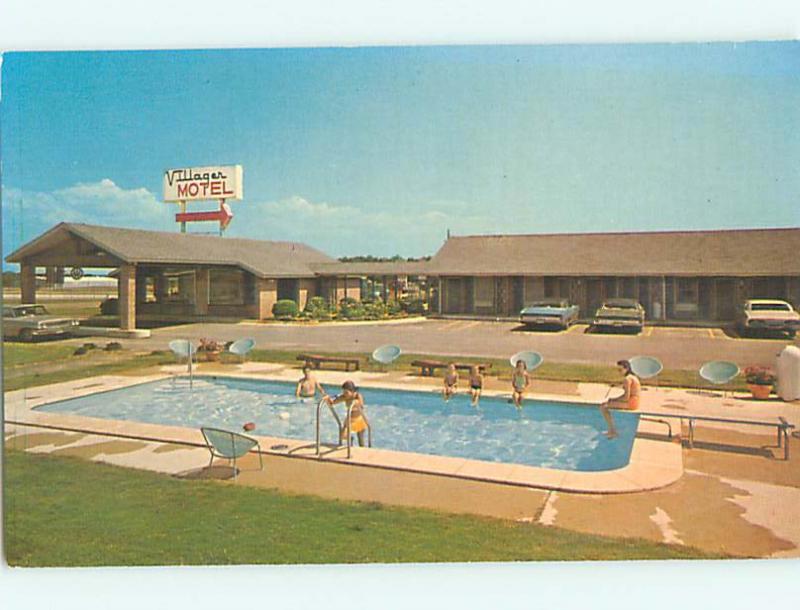 Unused Pre-1980 OLD CARS & VILLAGER MOTEL Perry Georgia GA u0278@