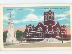 Damaged Back W-Border CHURCH SCENE Hutchinson Kansas KS G4197