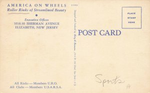 Elizabeth NJ America on Wheels Elizabeth NJ Roller Rinks Linen Postcard