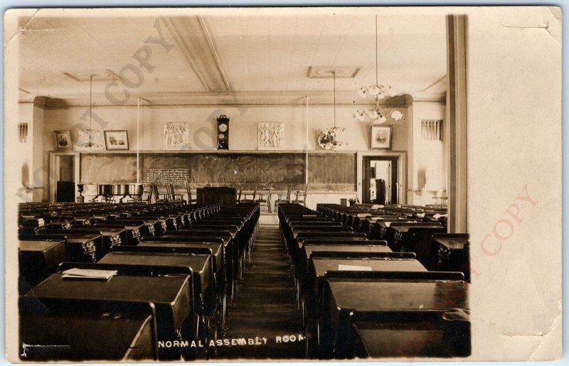 c1910s Fancy School Inside RPPC Normal Assembly Room Real Photo PC Grade A125