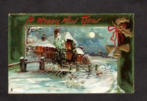 Happy New Year Greetings Postcard Raphael Tuck & Sons Winter Scene Bells 1910