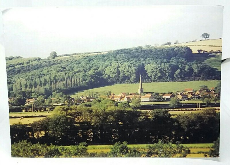 View across the fields from Yapham Yorkshire Vintage Postcard