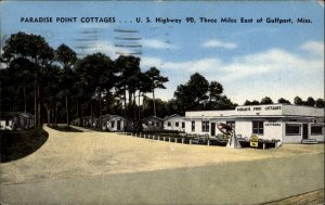 Gulfport Mississippi MS Paradise Point Cottages Motel Vintage Postcard